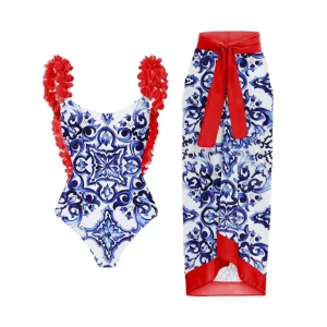 Traje de Baño y Pareo Estampado