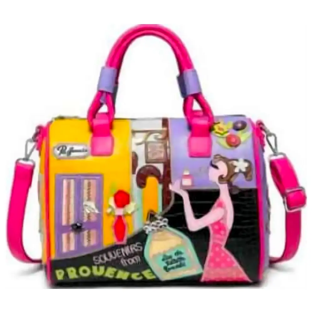 Cartera de Cuero Combinada Multicolor